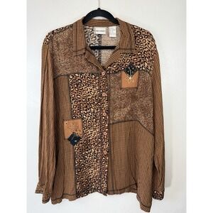 Vintage‎ Napa Valley Browns Animal Print Button Up Size XL